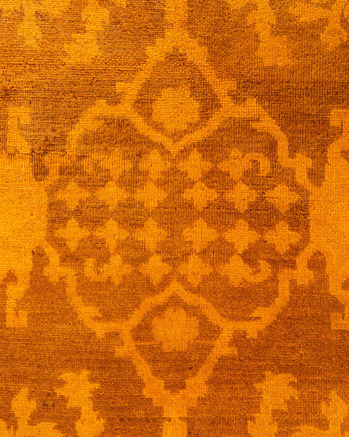 Pakistanais Tapis Contemporary en laine surteinte nouée à la main Orange en vente