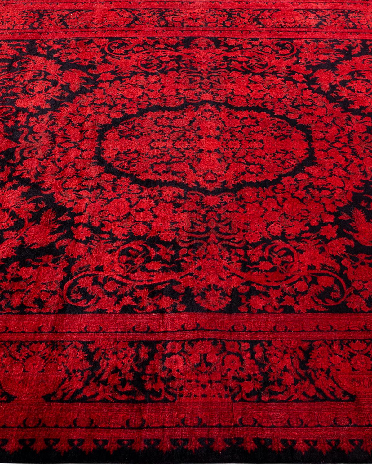 Alfombra anaranjada de lana teñida a mano contemporánea Pakistaní en venta