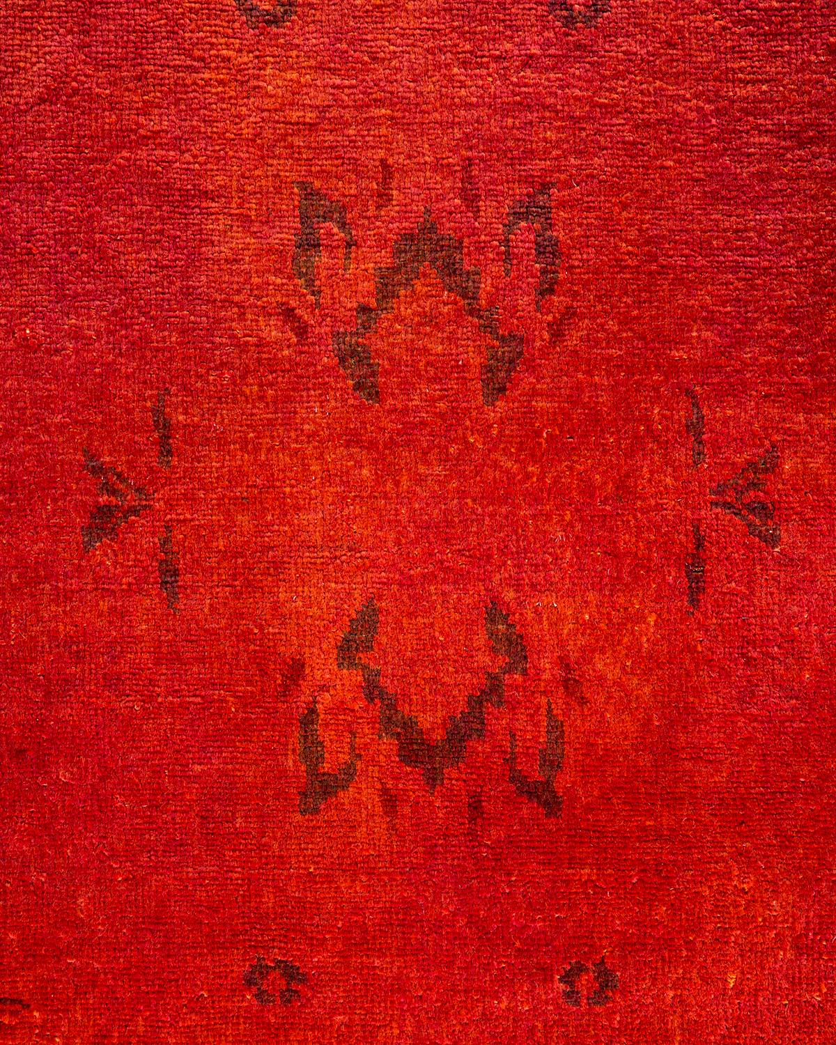 Pakistanais Tapis Contemporary en laine surteinte nouée à la main Orange en vente