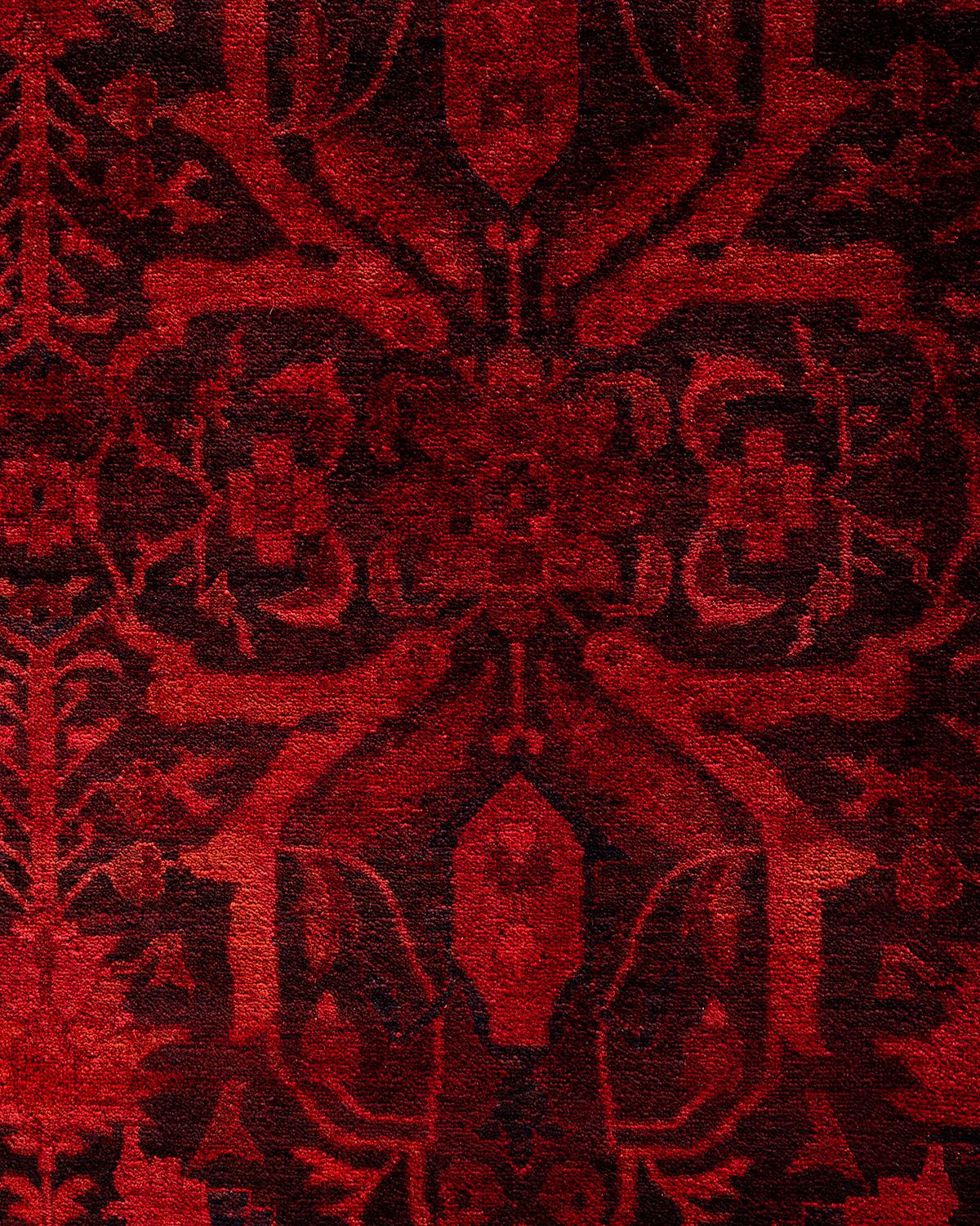 Pakistanais Tapis Contemporary en laine surteinte nouée à la main Orange en vente