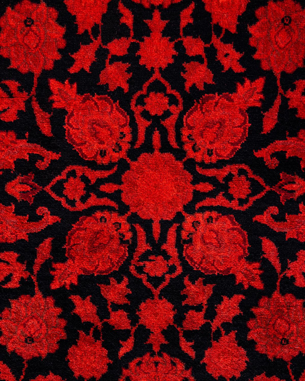 Alfombra anaranjada de lana teñida a mano contemporánea Pakistaní en venta