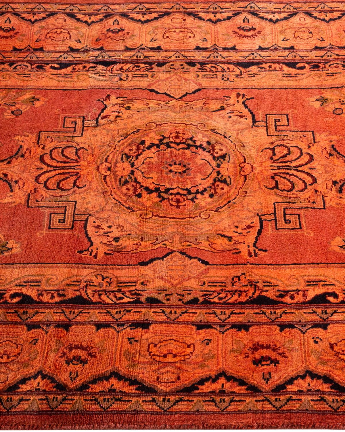 Tapis Contemporary en laine surteinte nouée à la main Orange Neuf - En vente à Norwalk, CT