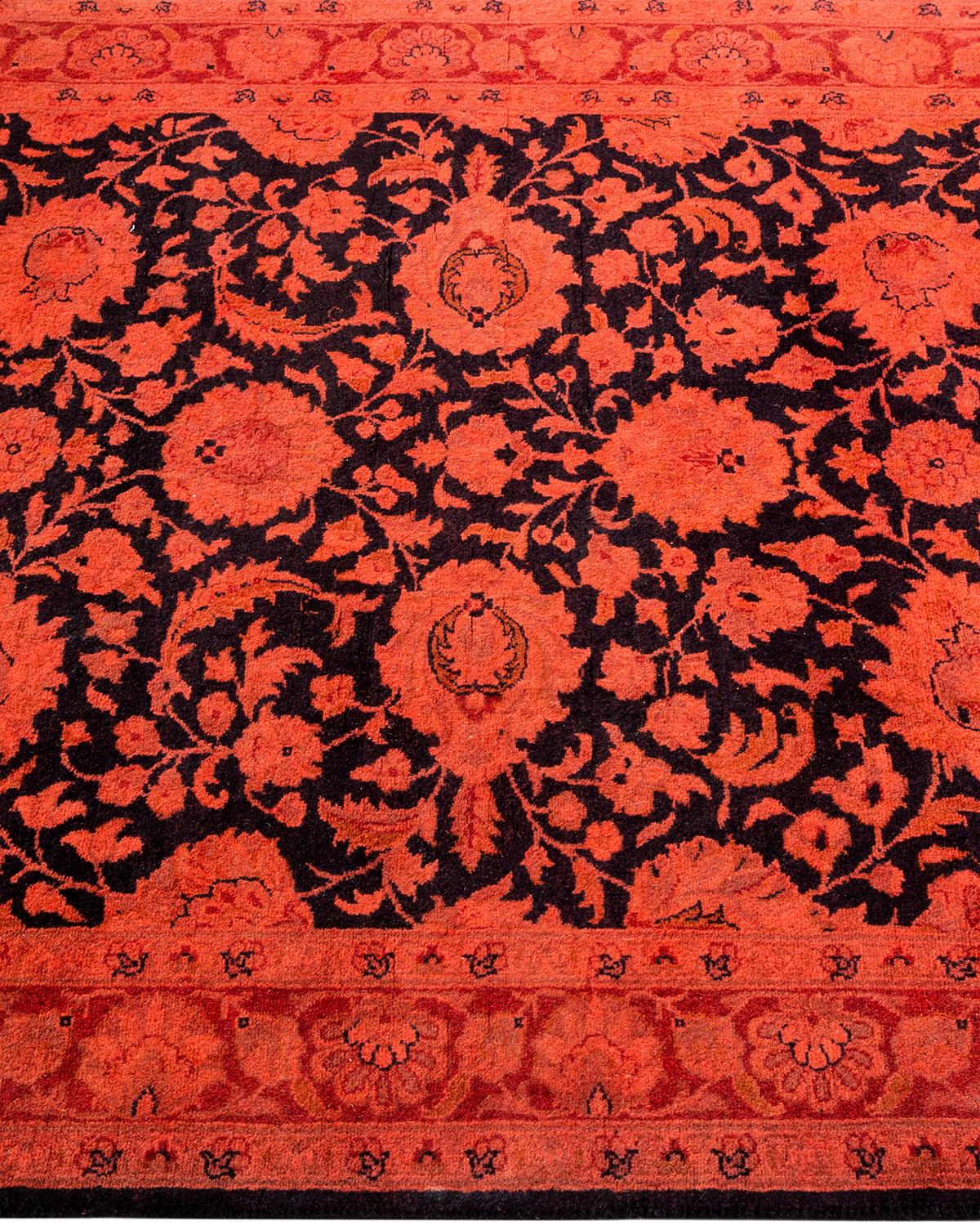 Alfombra anaranjada de lana teñida a mano contemporánea en Nuevo estado para la venta en Norwalk, CT
