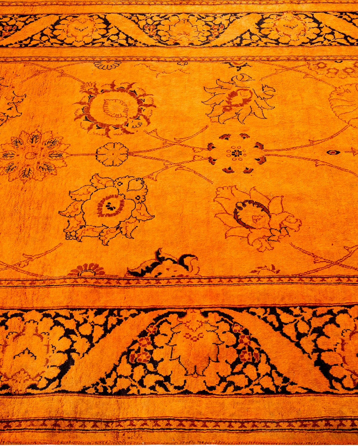 Contemporary Overdyed Hand Knotted Wool Orange Area Rug In New Condition For Sale In Norwalk, CT