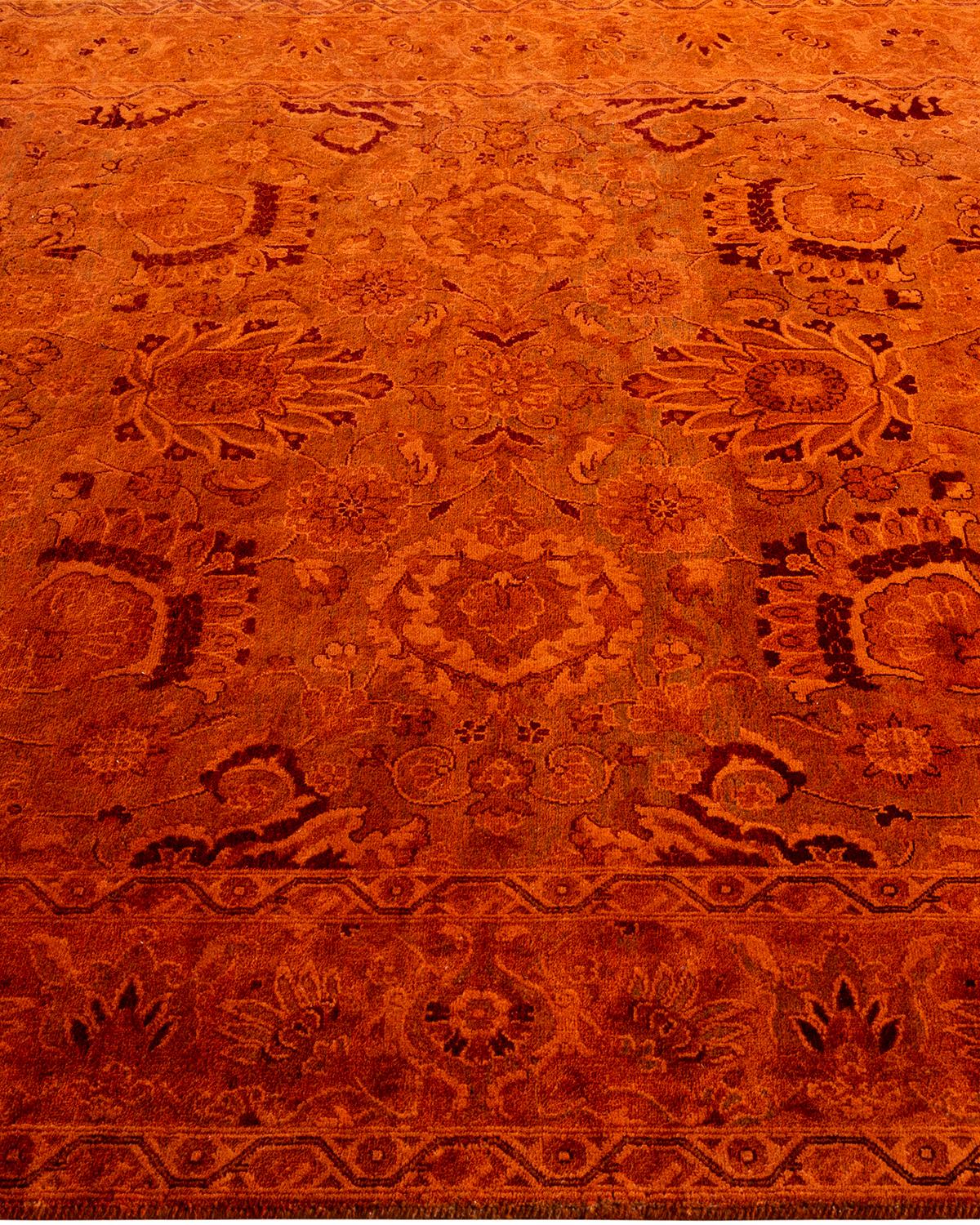Contemporary Overdyed Hand Knotted Wool Orange Area Rug im Zustand „Neu“ im Angebot in Norwalk, CT