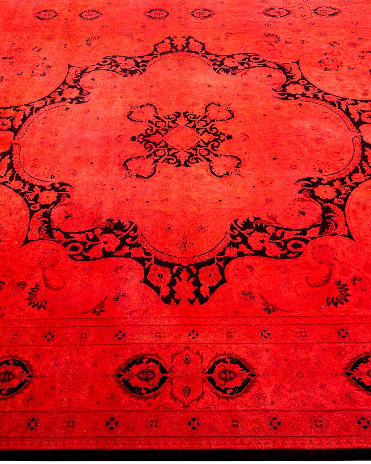 Alfombra anaranjada de lana teñida a mano contemporánea en Nuevo estado para la venta en Norwalk, CT
