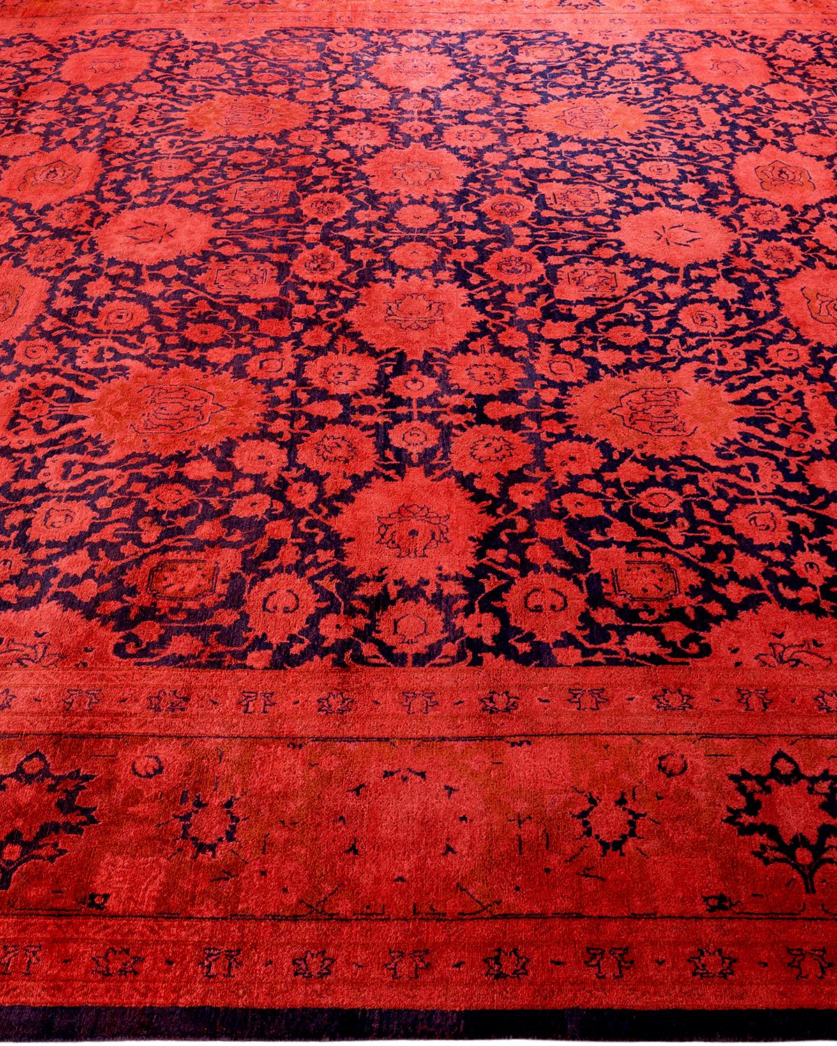 Contemporary Overdyed Hand Knotted Wool Orange Area Rug im Zustand „Neu“ im Angebot in Norwalk, CT