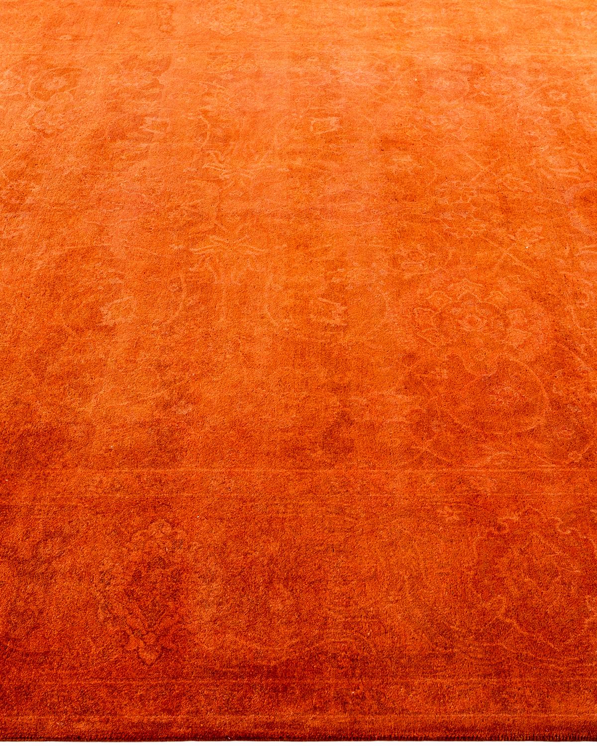 Tapis Contemporary en laine surteinte nouée à la main Orange Neuf - En vente à Norwalk, CT