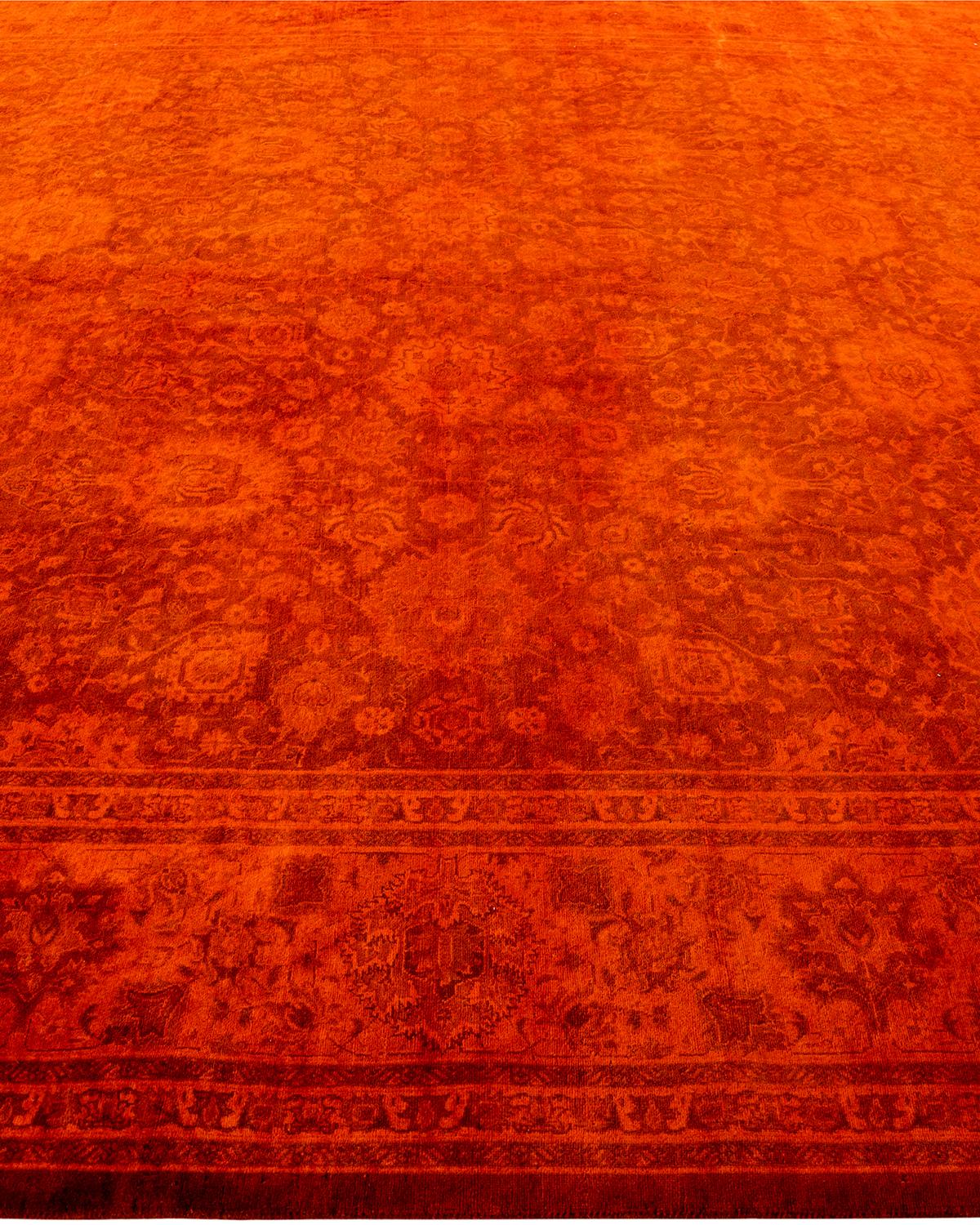 Alfombra anaranjada de lana teñida a mano contemporánea en Nuevo estado para la venta en Norwalk, CT