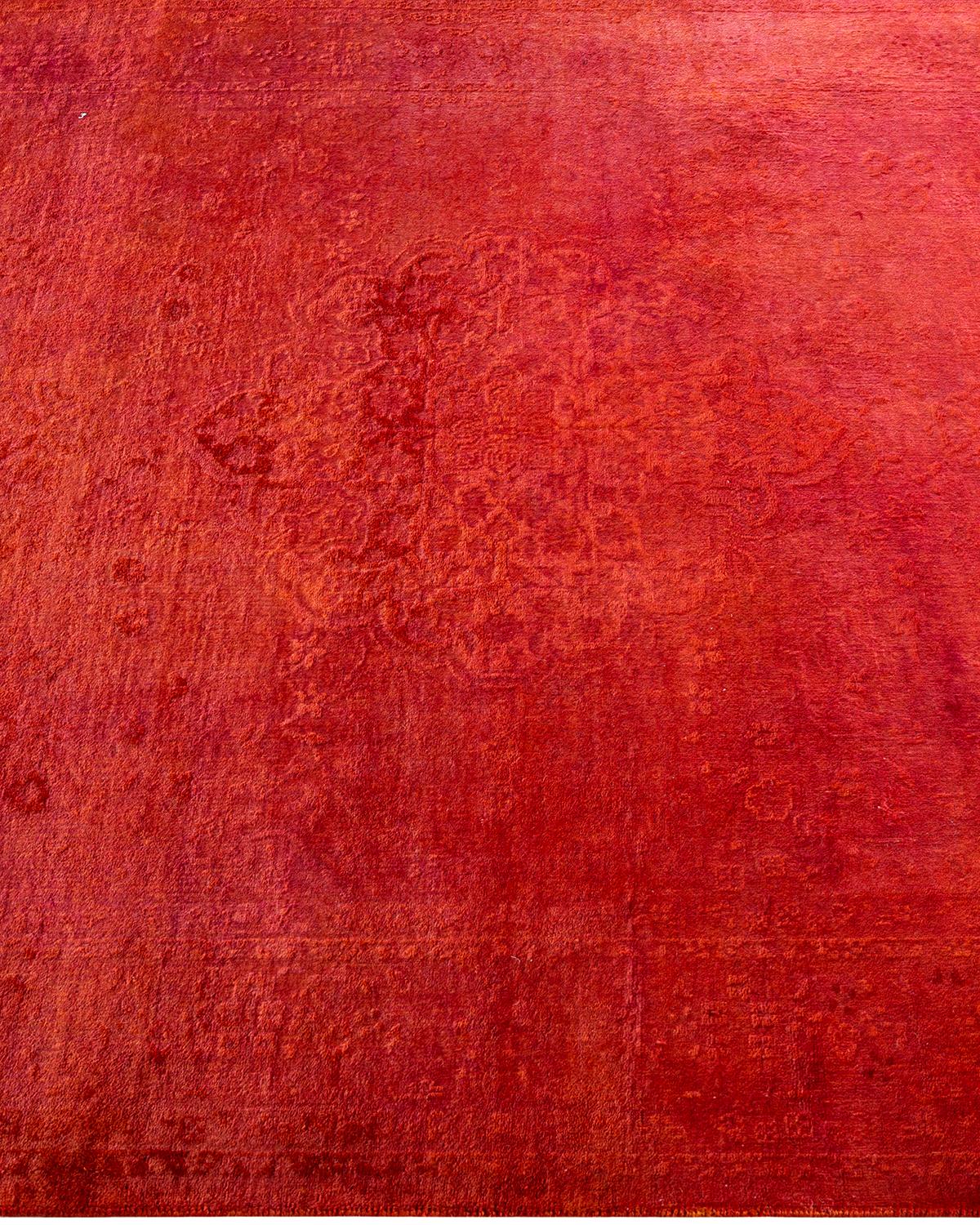 Tapis Contemporary en laine surteinte nouée à la main Orange Neuf - En vente à Norwalk, CT