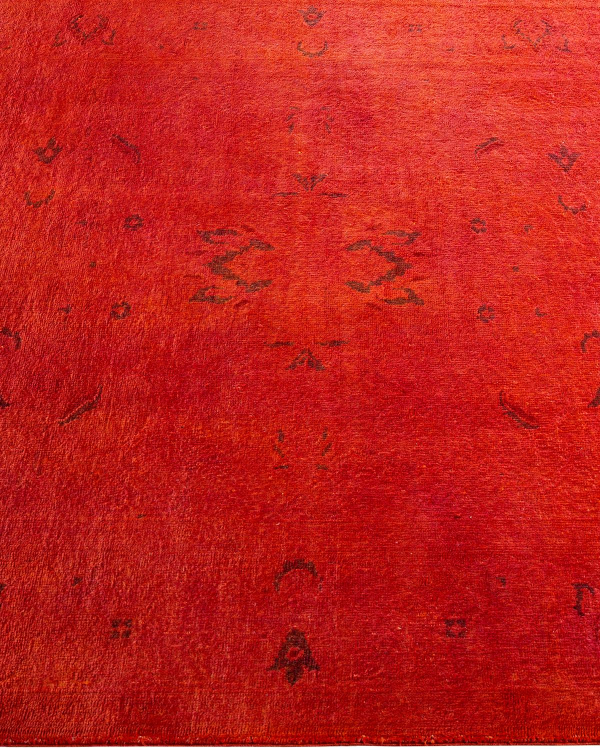 Tapis Contemporary en laine surteinte nouée à la main Orange Neuf - En vente à Norwalk, CT