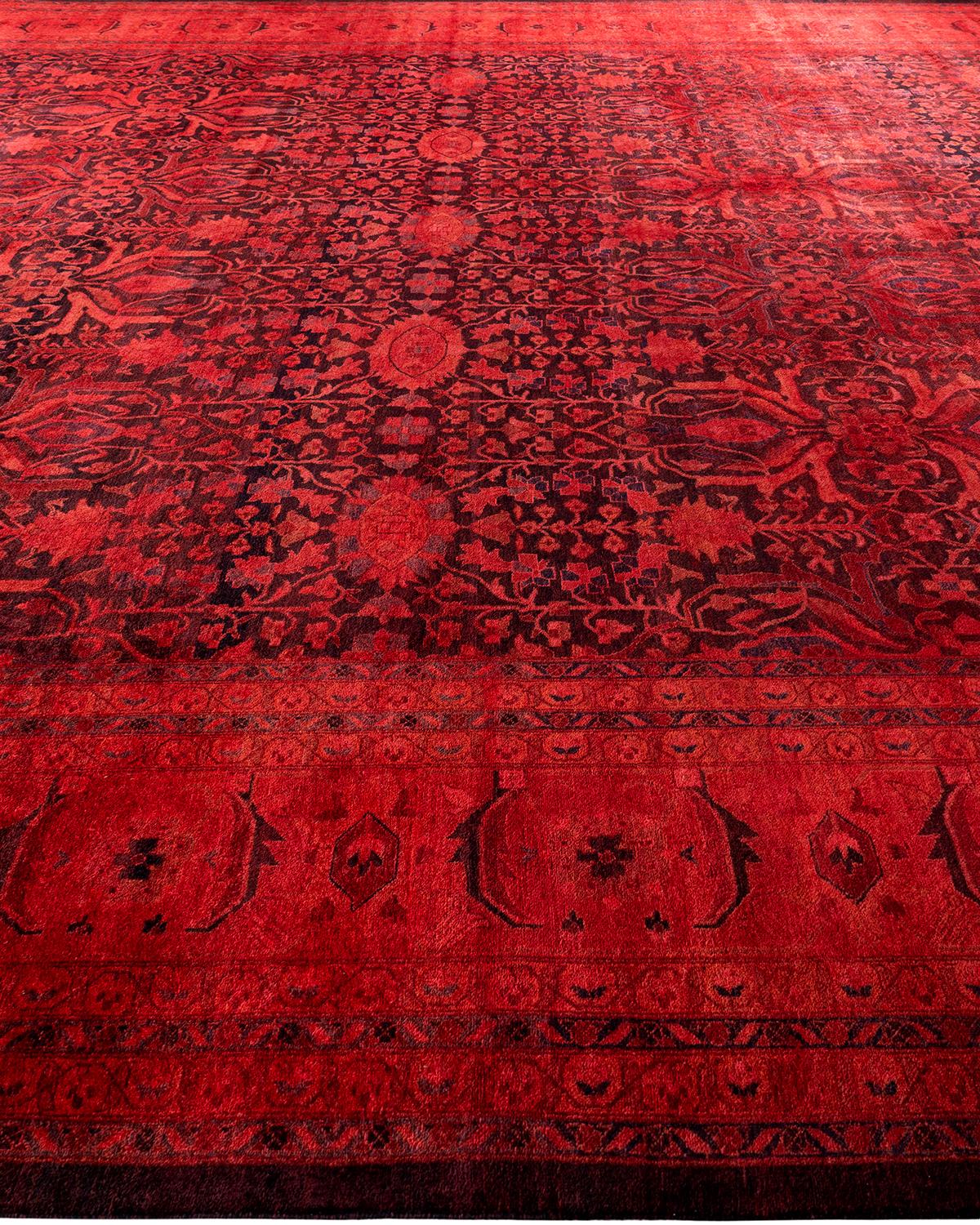 Tapis Contemporary en laine surteinte nouée à la main Orange Neuf - En vente à Norwalk, CT