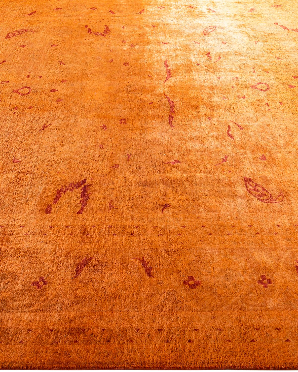 Tapis Contemporary en laine surteinte nouée à la main Orange Neuf - En vente à Norwalk, CT