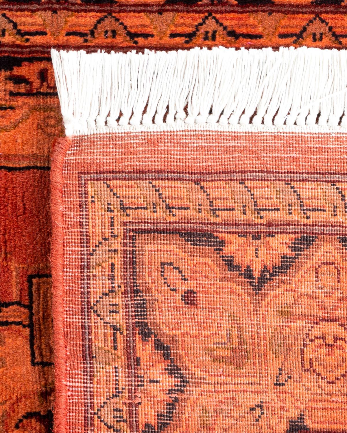 XXIe siècle et contemporain Tapis Contemporary en laine surteinte nouée à la main Orange en vente