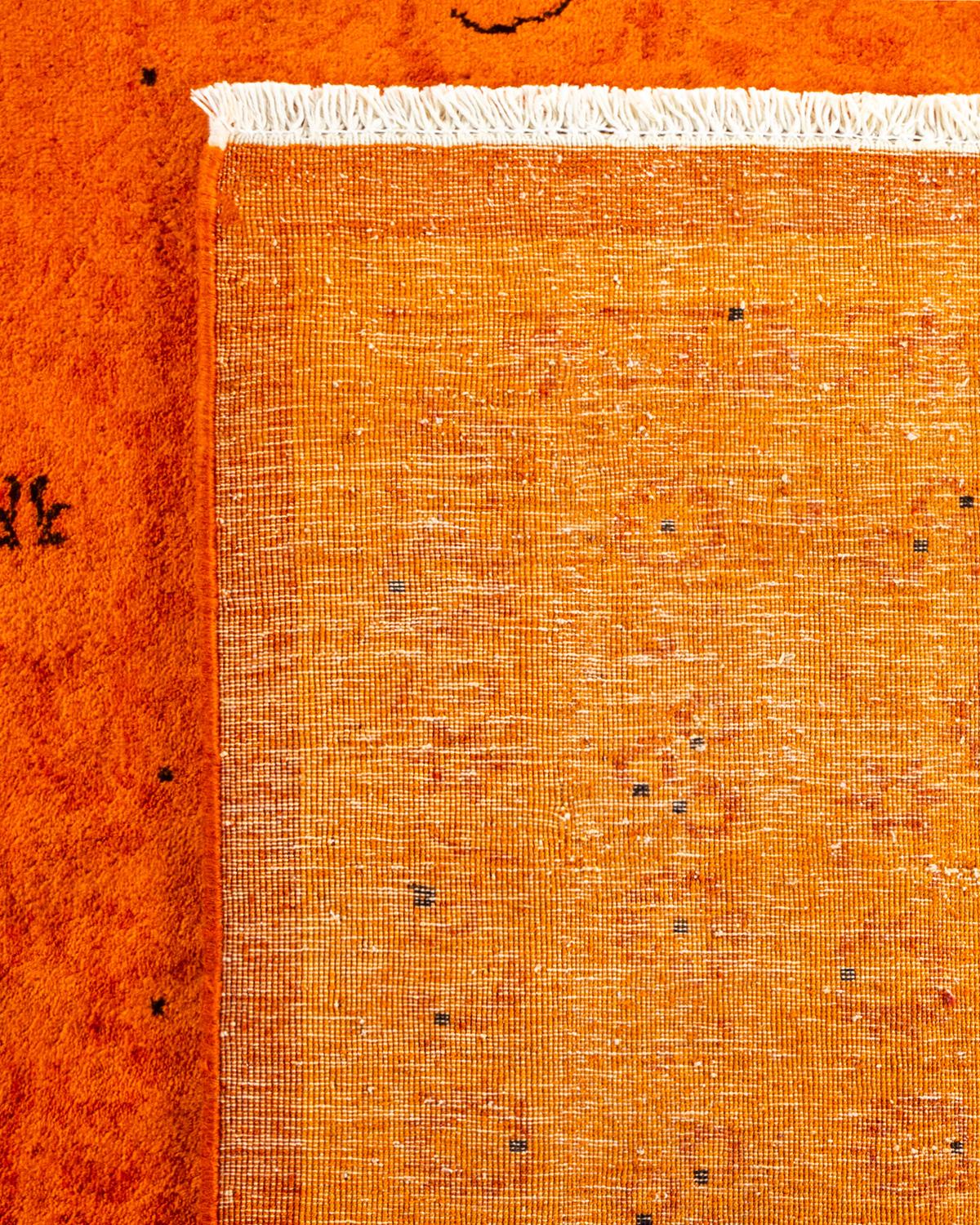 XXI secolo e contemporaneo Tappeto contemporaneo in lana sovratinta annodata a mano di colore arancione in vendita