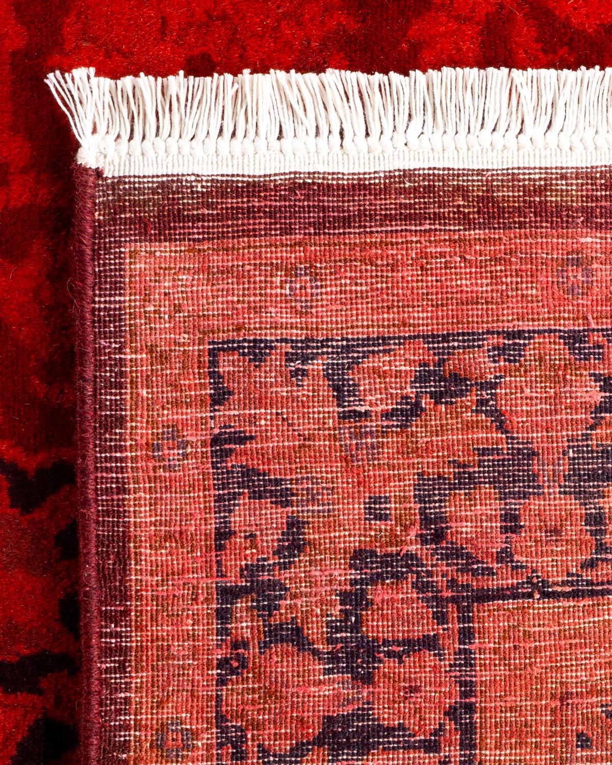 XXI secolo e contemporaneo Tappeto contemporaneo in lana sovratinta annodata a mano di colore arancione in vendita