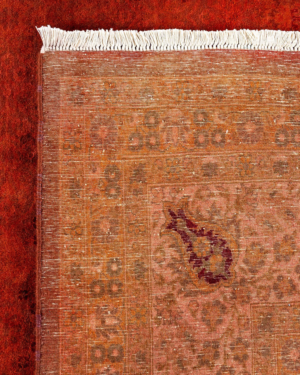 XXI secolo e contemporaneo Tappeto contemporaneo in lana sovratinta annodata a mano di colore arancione in vendita