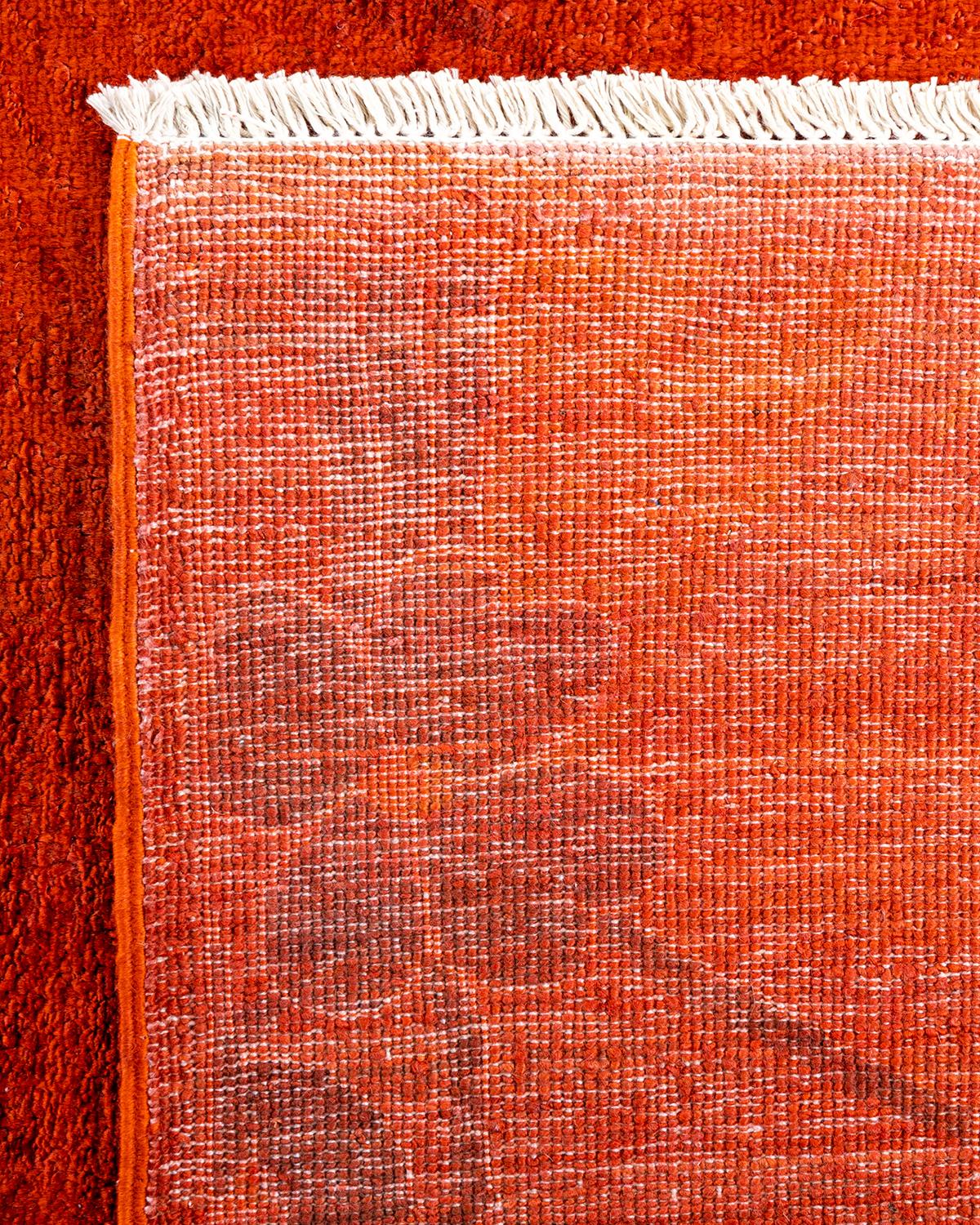XXIe siècle et contemporain Tapis Contemporary en laine surteinte nouée à la main Orange en vente