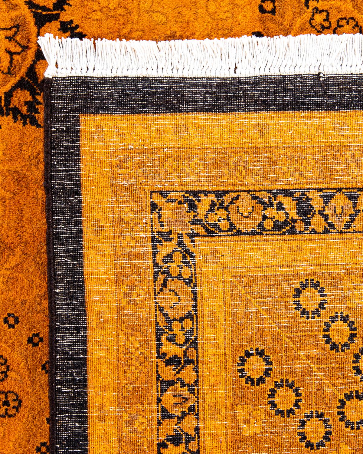 XXIe siècle et contemporain Tapis Contemporary en laine surteinte nouée à la main Orange en vente