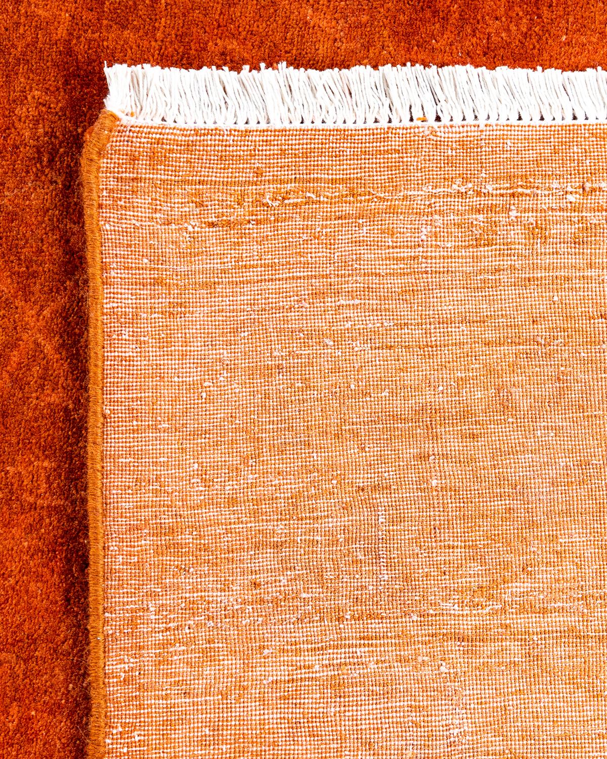 XXIe siècle et contemporain Tapis Contemporary en laine surteinte nouée à la main Orange en vente