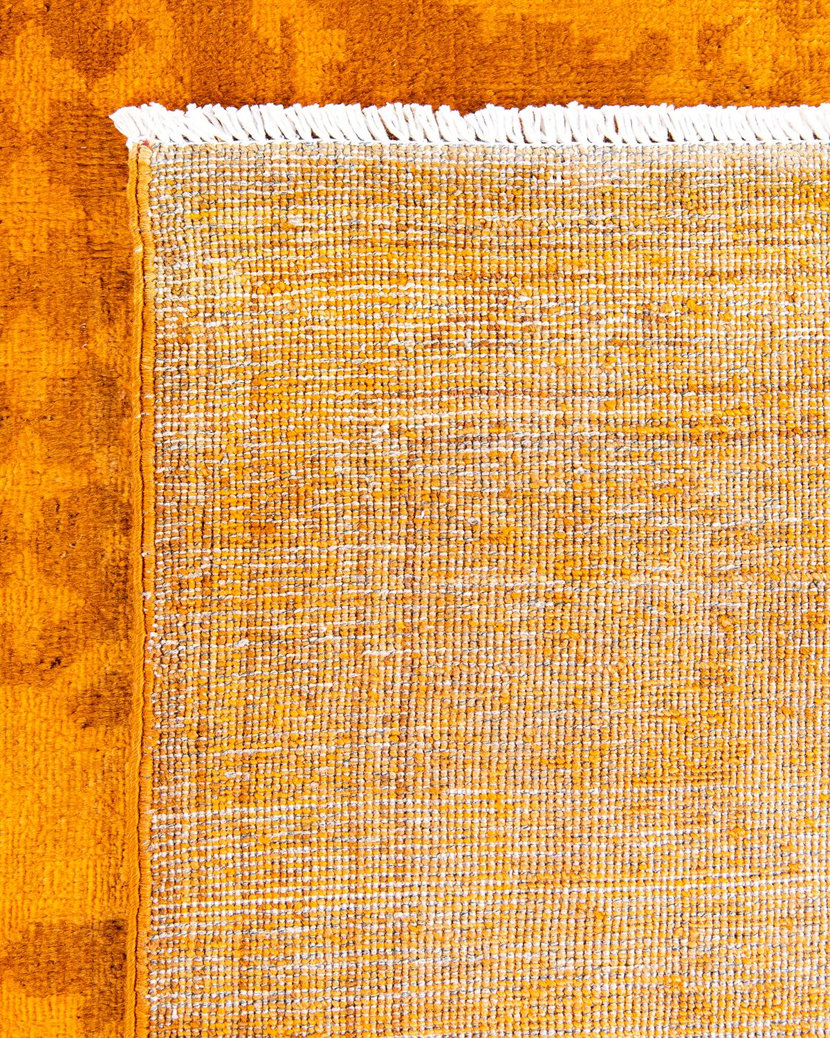 XXIe siècle et contemporain Tapis Contemporary en laine surteinte nouée à la main Orange en vente