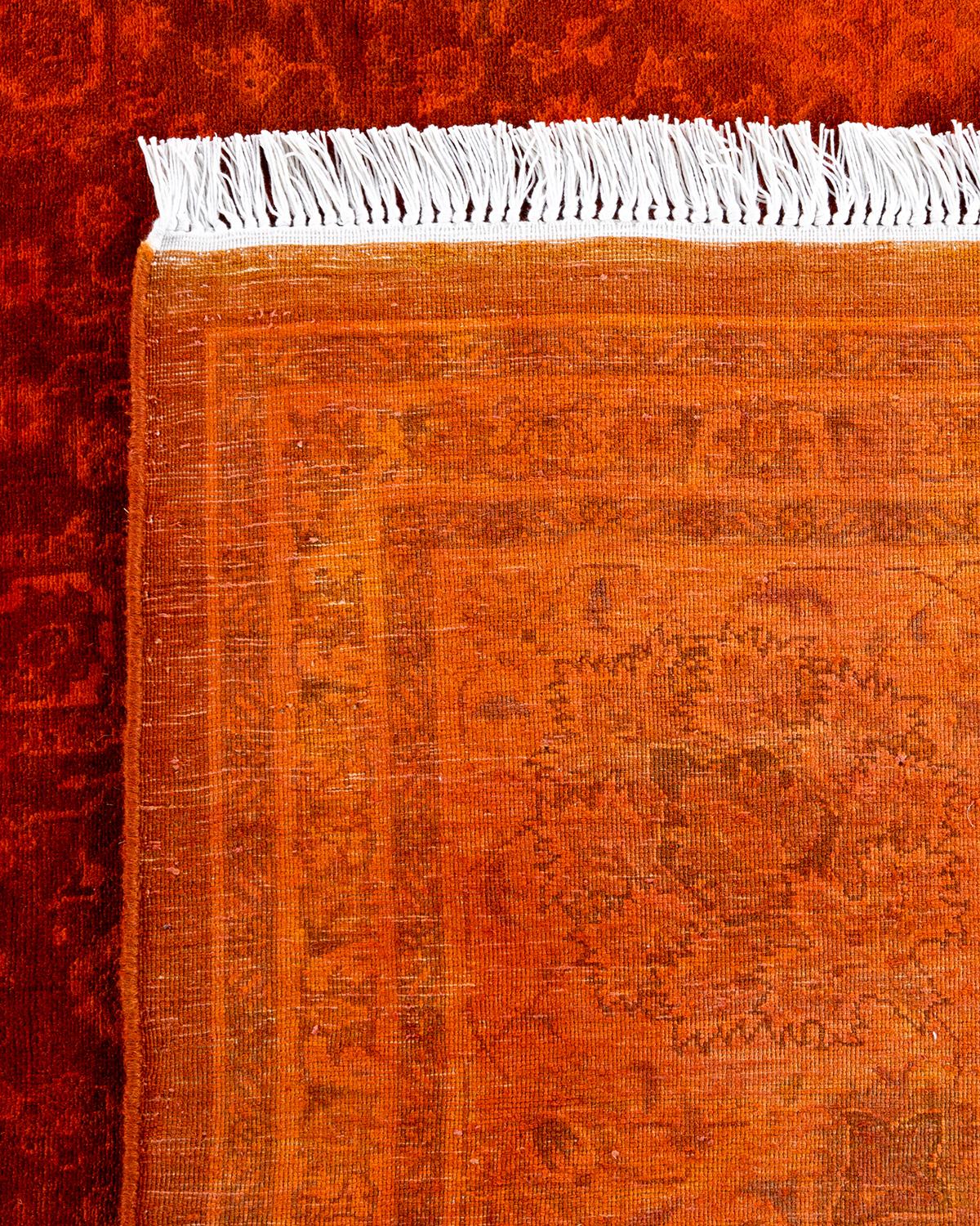 Alfombra anaranjada de lana teñida a mano contemporánea Siglo XXI y contemporáneo en venta