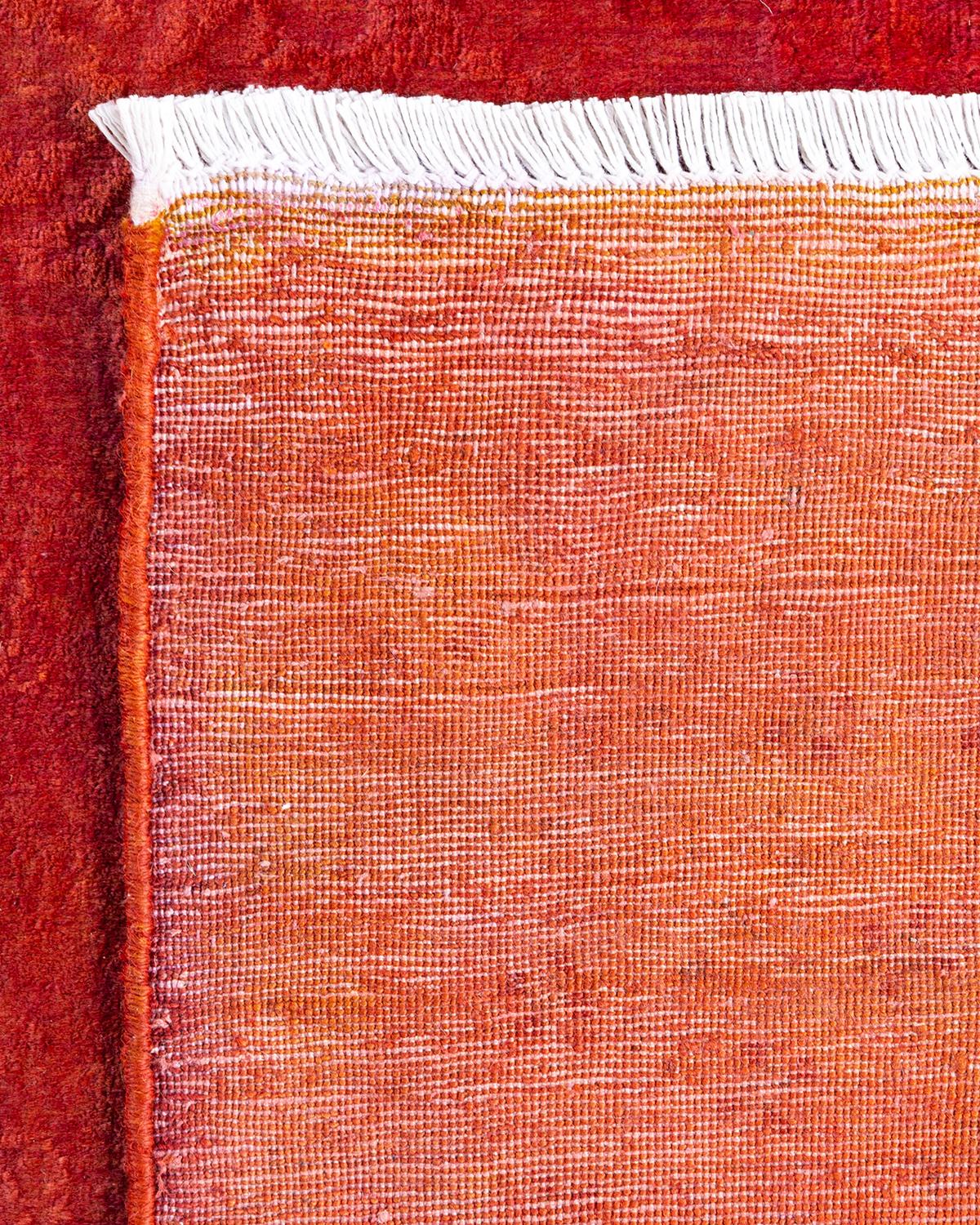 XXIe siècle et contemporain Tapis Contemporary en laine surteinte nouée à la main Orange en vente