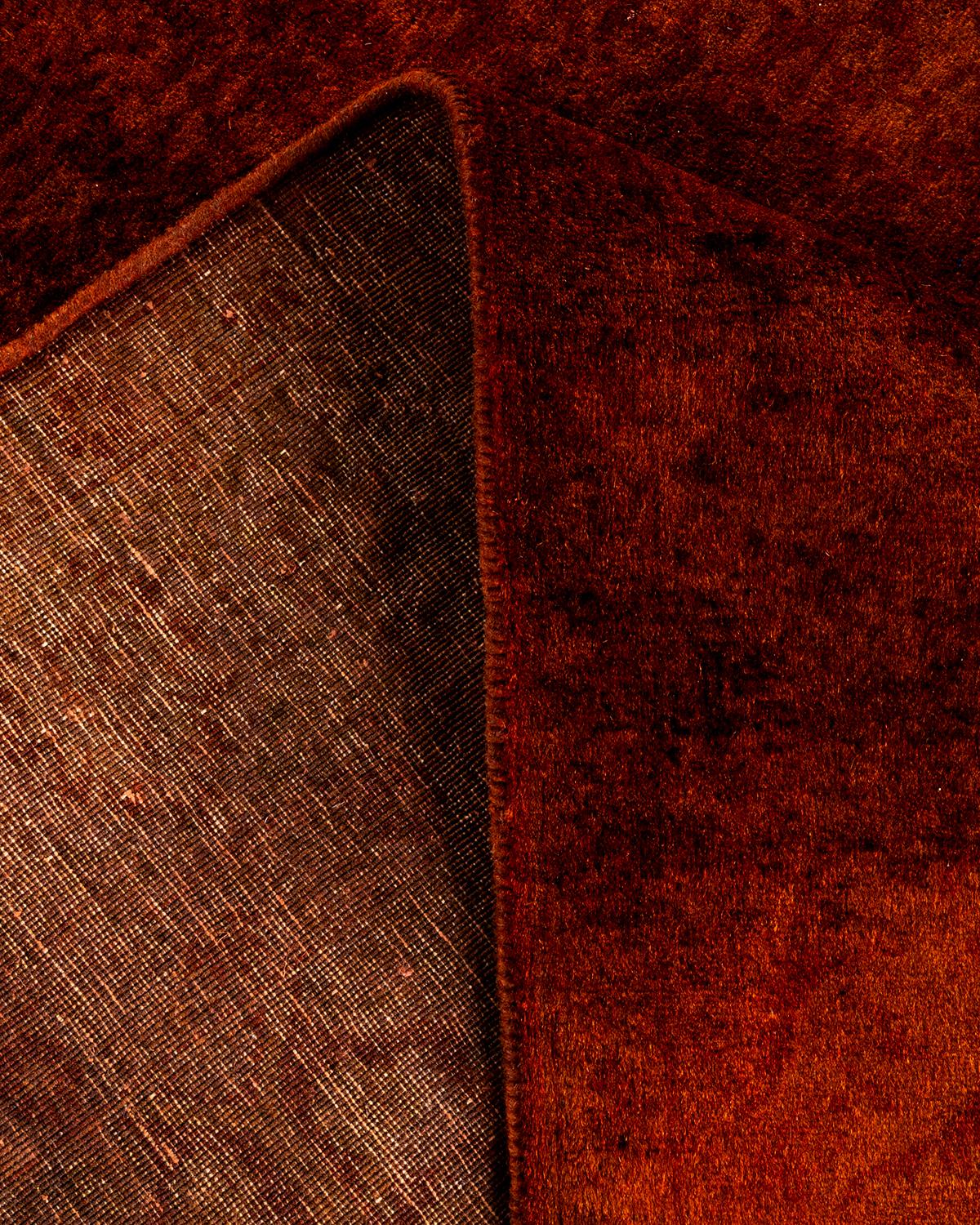 Contemporary Overdyed Hand Knotted Wool Orange Area Rug (Wolle) im Angebot