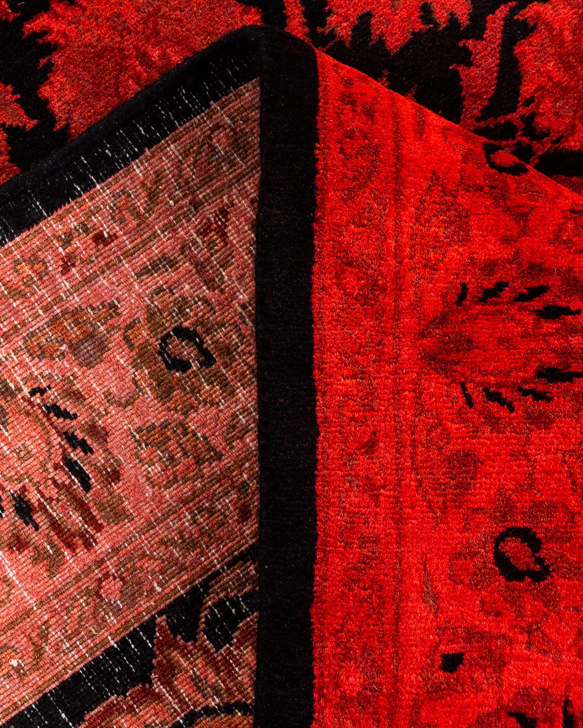 Laine Tapis Contemporary en laine surteinte nouée à la main Orange en vente