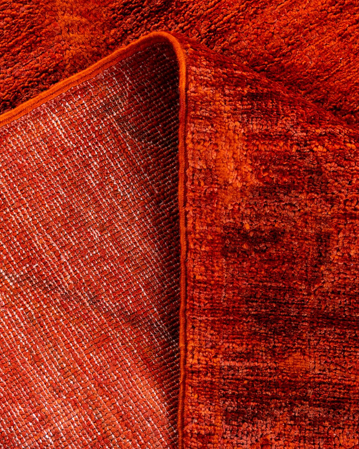 Laine Tapis Contemporary en laine surteinte nouée à la main Orange en vente