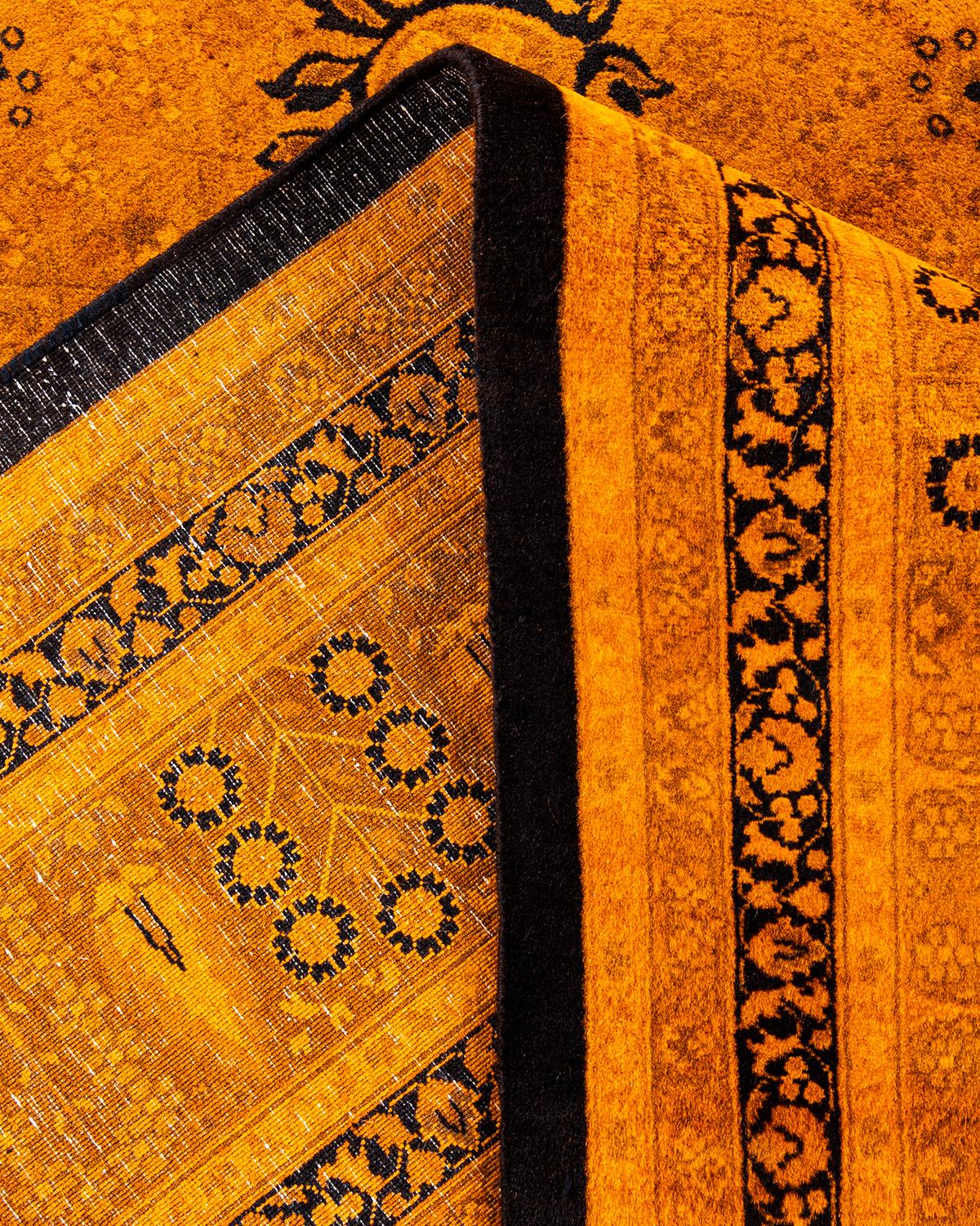 Laine Tapis Contemporary en laine surteinte nouée à la main Orange en vente