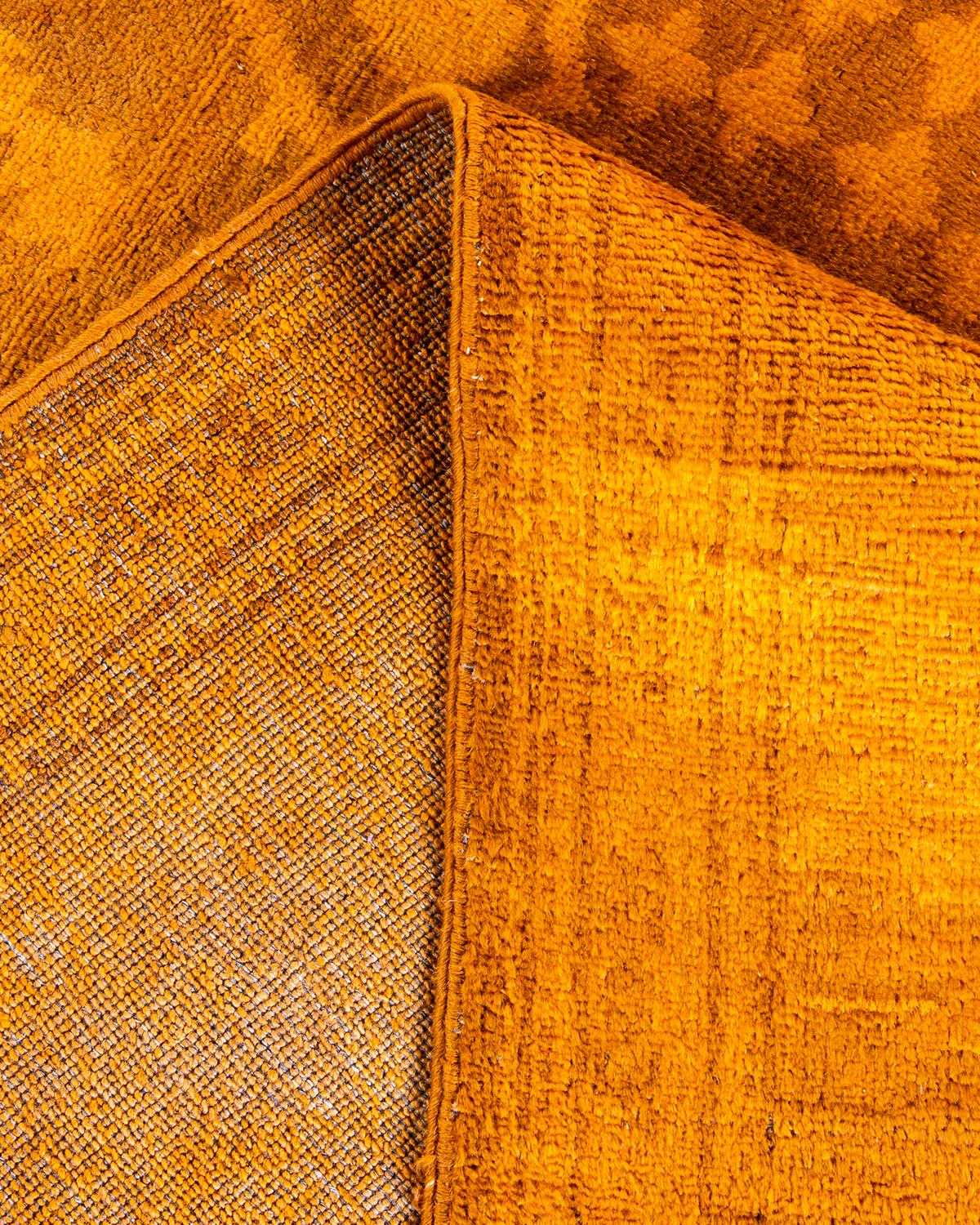 Laine Tapis Contemporary en laine surteinte nouée à la main Orange en vente