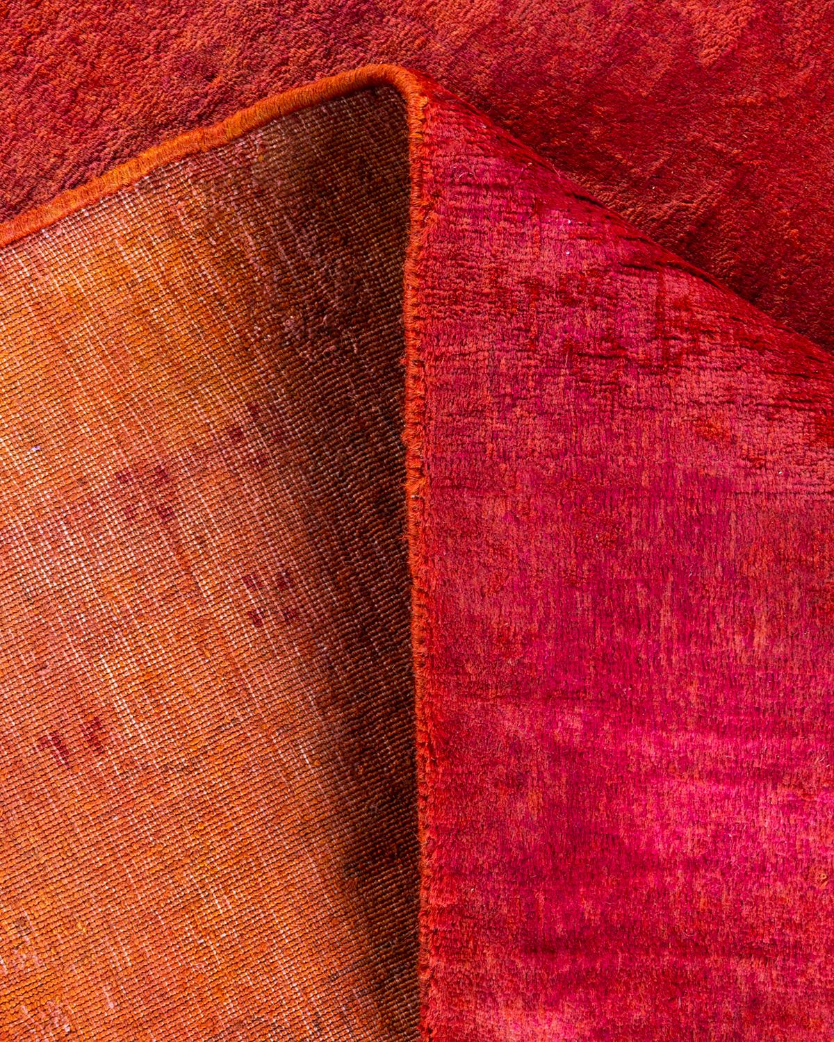 Laine Tapis Contemporary en laine surteinte nouée à la main Orange en vente