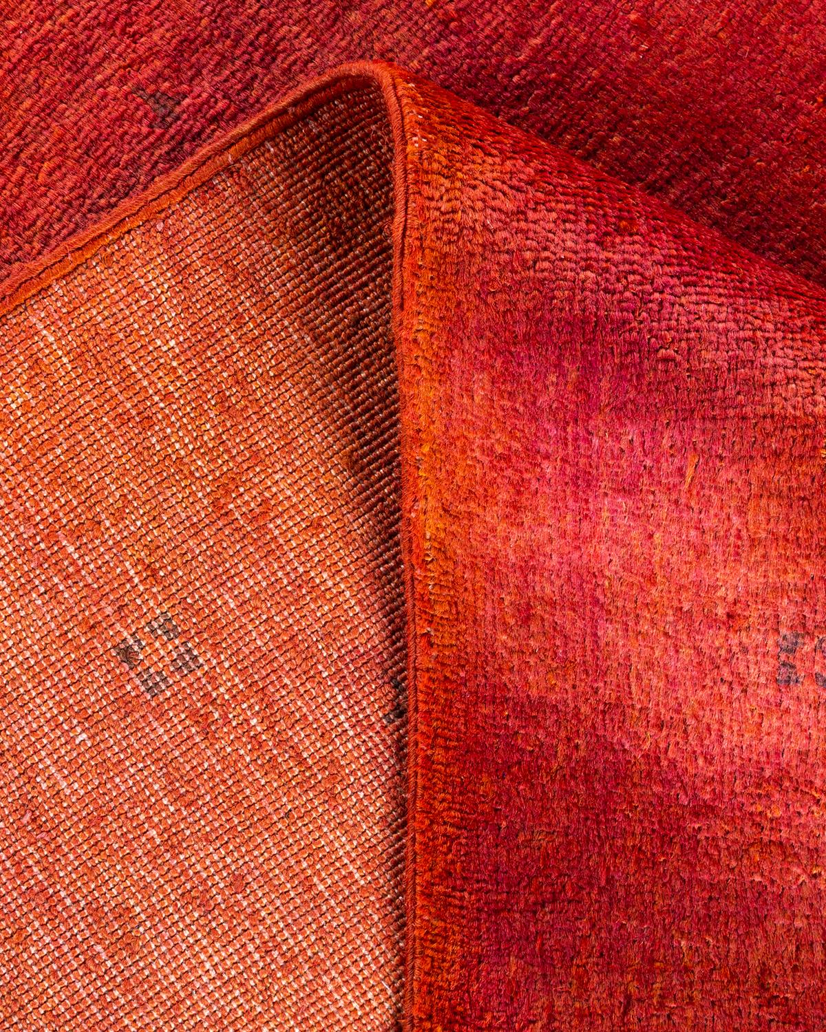 Laine Tapis Contemporary en laine surteinte nouée à la main Orange en vente