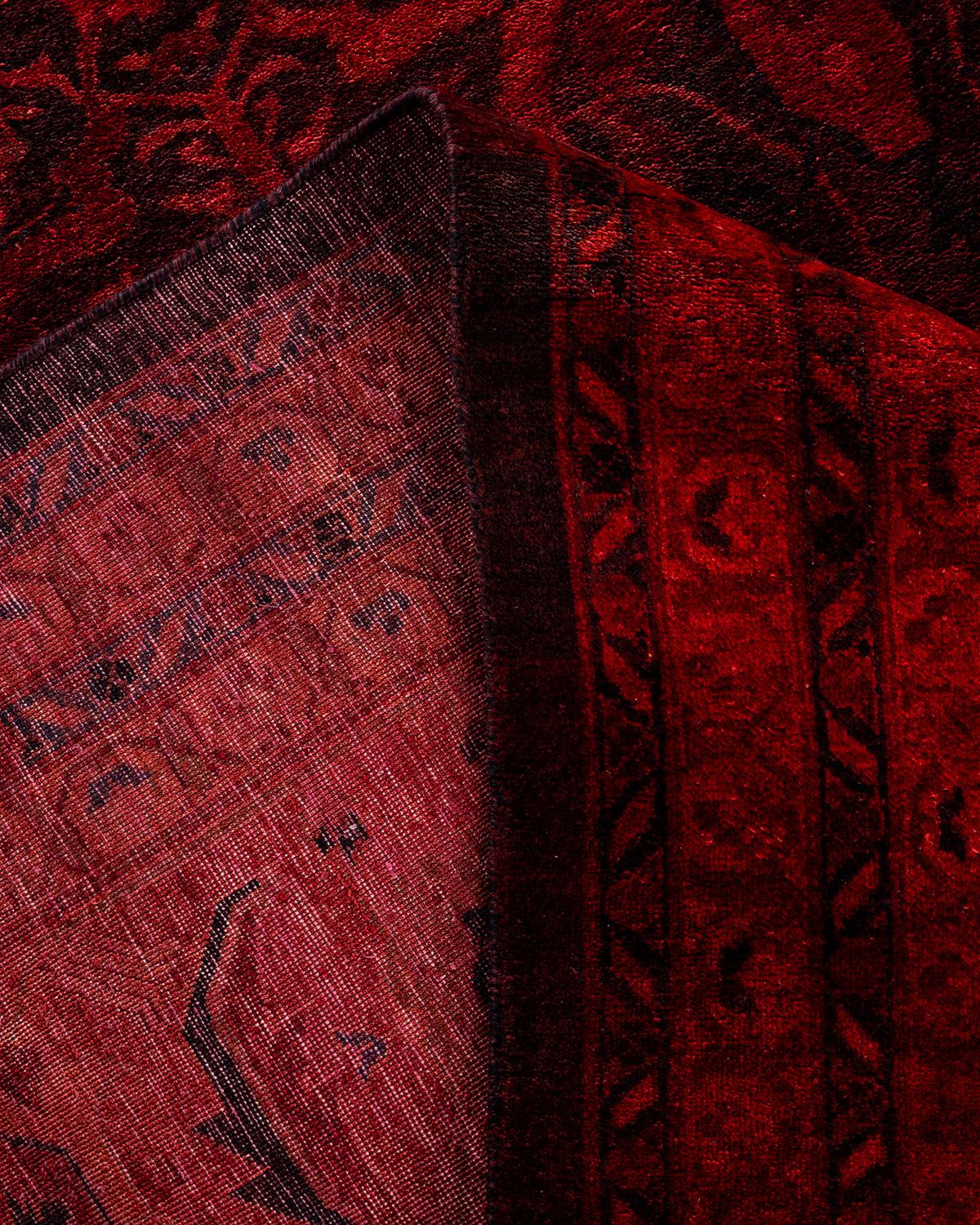 Laine Tapis Contemporary en laine surteinte nouée à la main Orange en vente