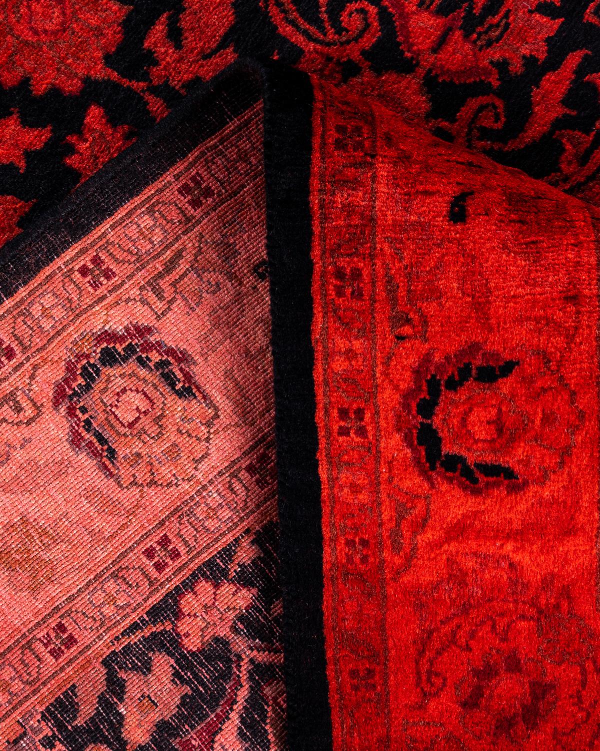 Alfombra anaranjada de lana teñida a mano contemporánea Lana en venta