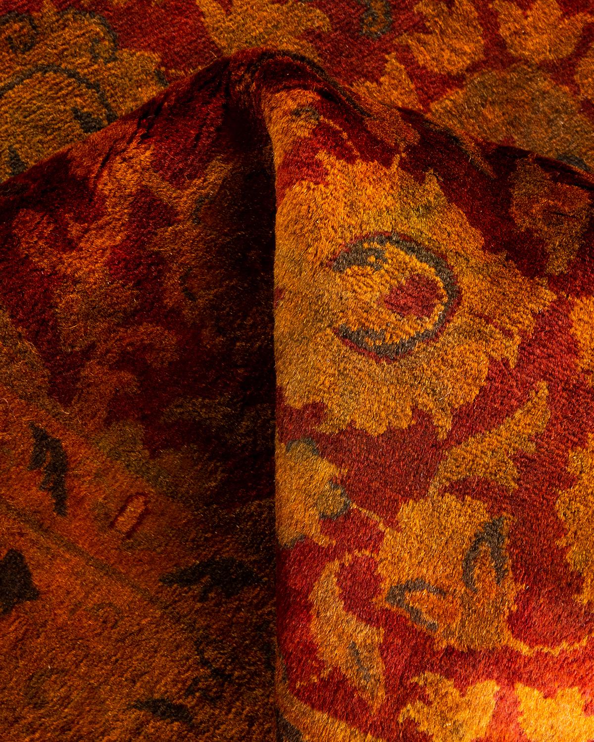 Tapis Contemporary en laine surteinte nouée à la main Orange en vente 1