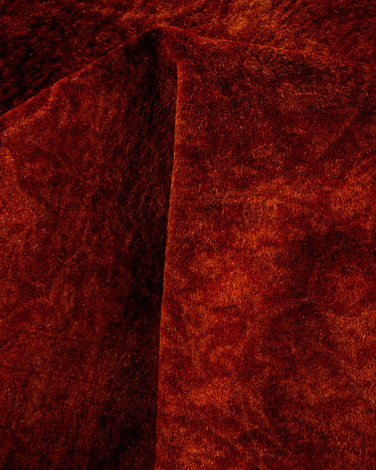 Contemporary Overdyed Hand Knotted Wool Orange Area Rug im Angebot 1