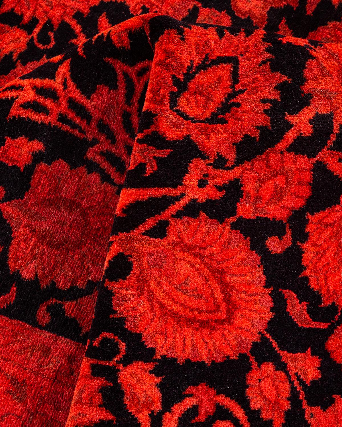 Tapis Contemporary en laine surteinte nouée à la main Orange en vente 1