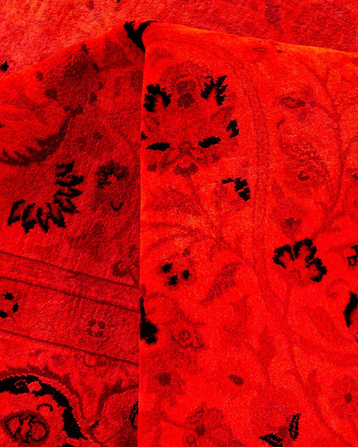 Alfombra anaranjada de lana teñida a mano contemporánea en venta 1