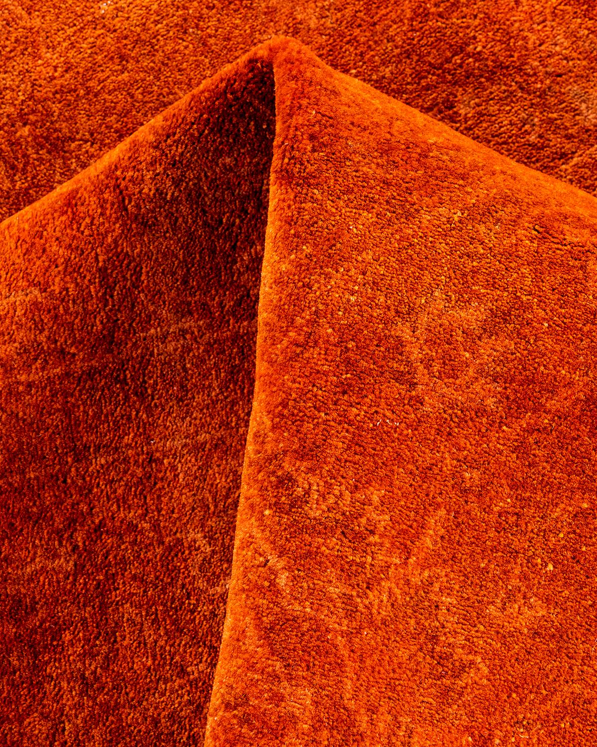 Tapis Contemporary en laine surteinte nouée à la main Orange en vente 1