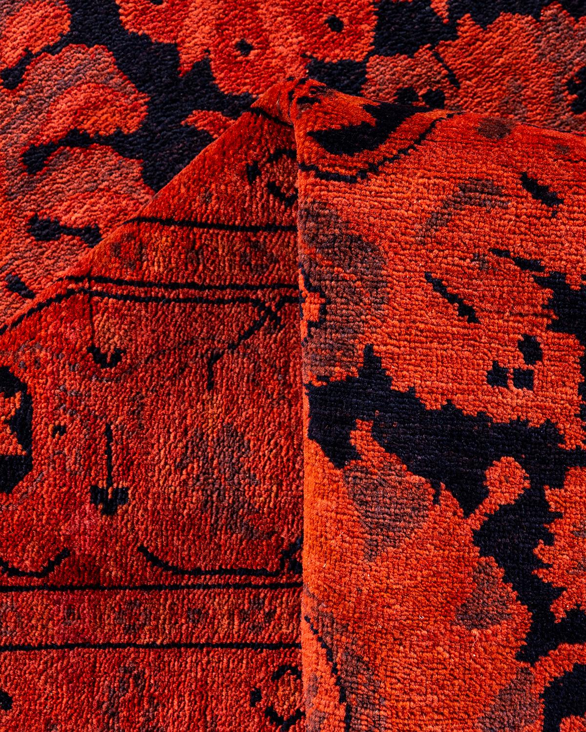 Tappeto contemporaneo in lana sovratinta annodata a mano di colore arancione in vendita 1