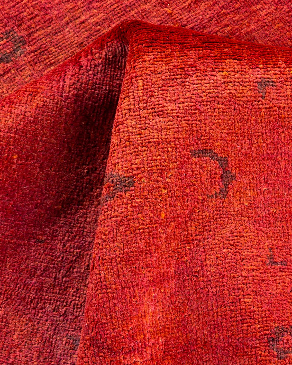 Tapis Contemporary en laine surteinte nouée à la main Orange en vente 1