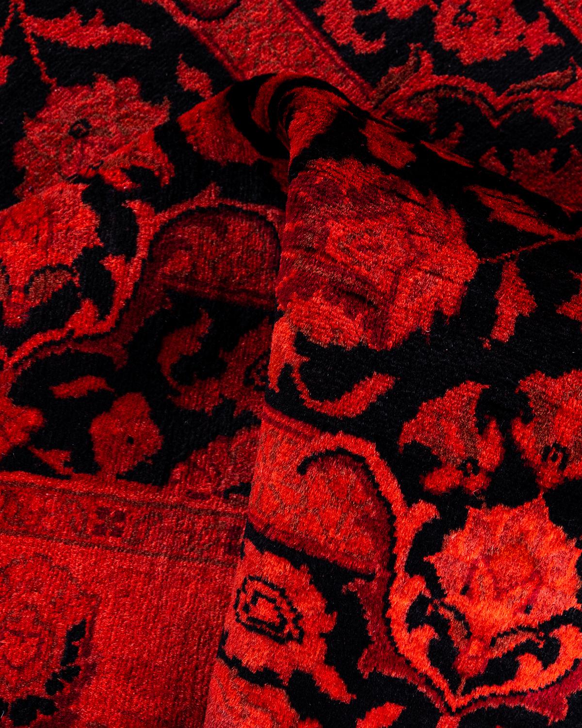Alfombra anaranjada de lana teñida a mano contemporánea en venta 1