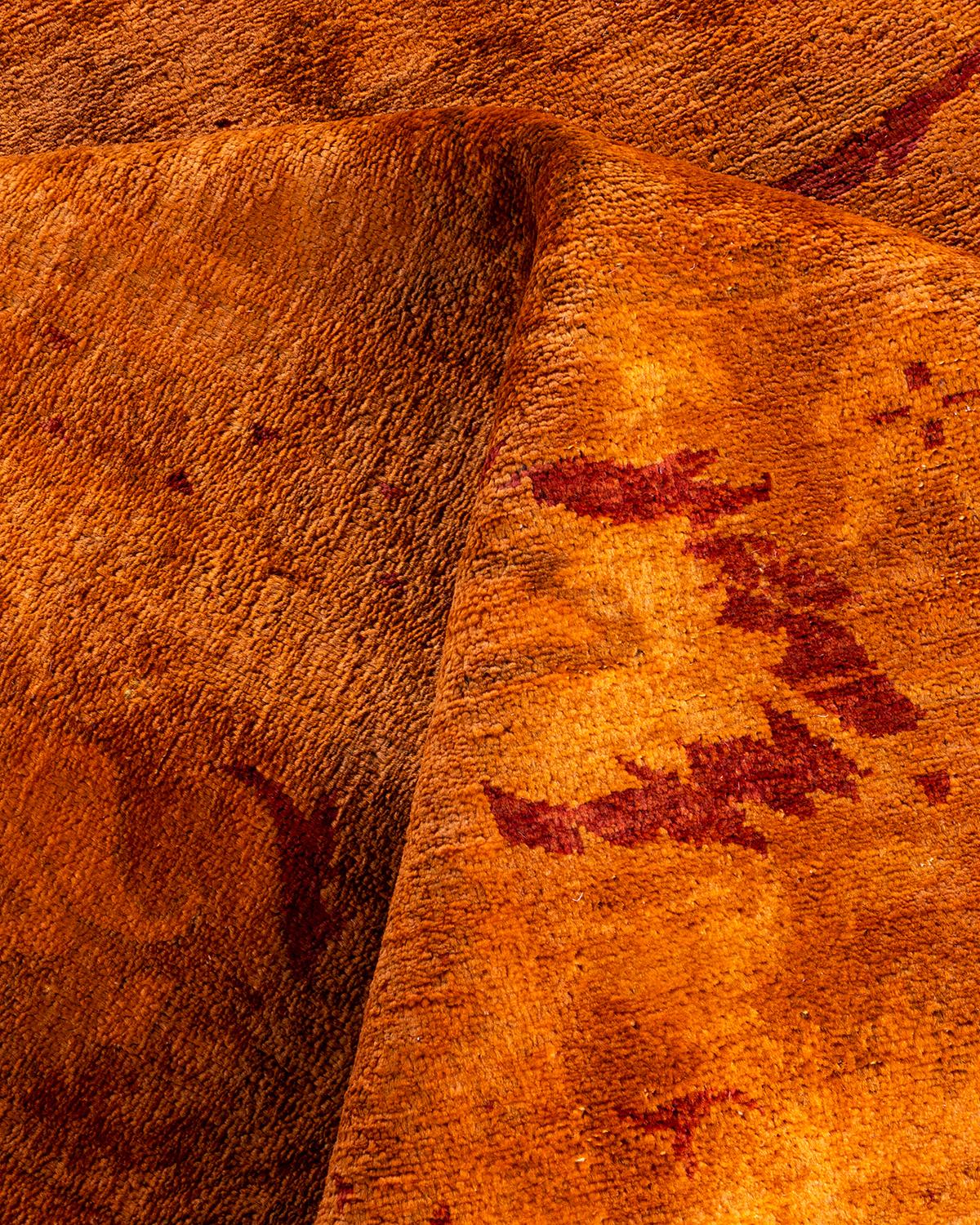 Tapis Contemporary en laine surteinte nouée à la main Orange en vente 1