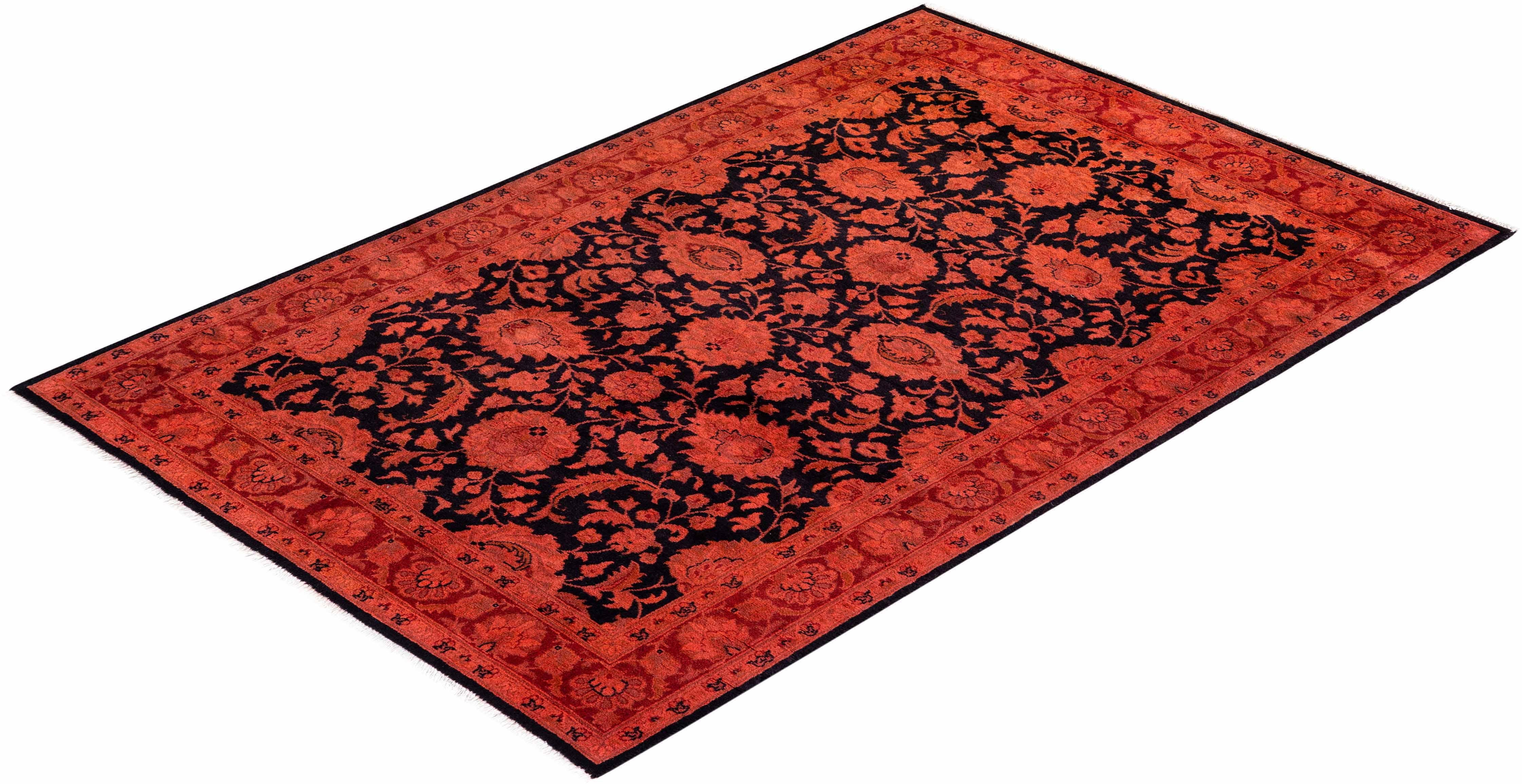 Alfombra anaranjada de lana teñida a mano contemporánea en venta 2