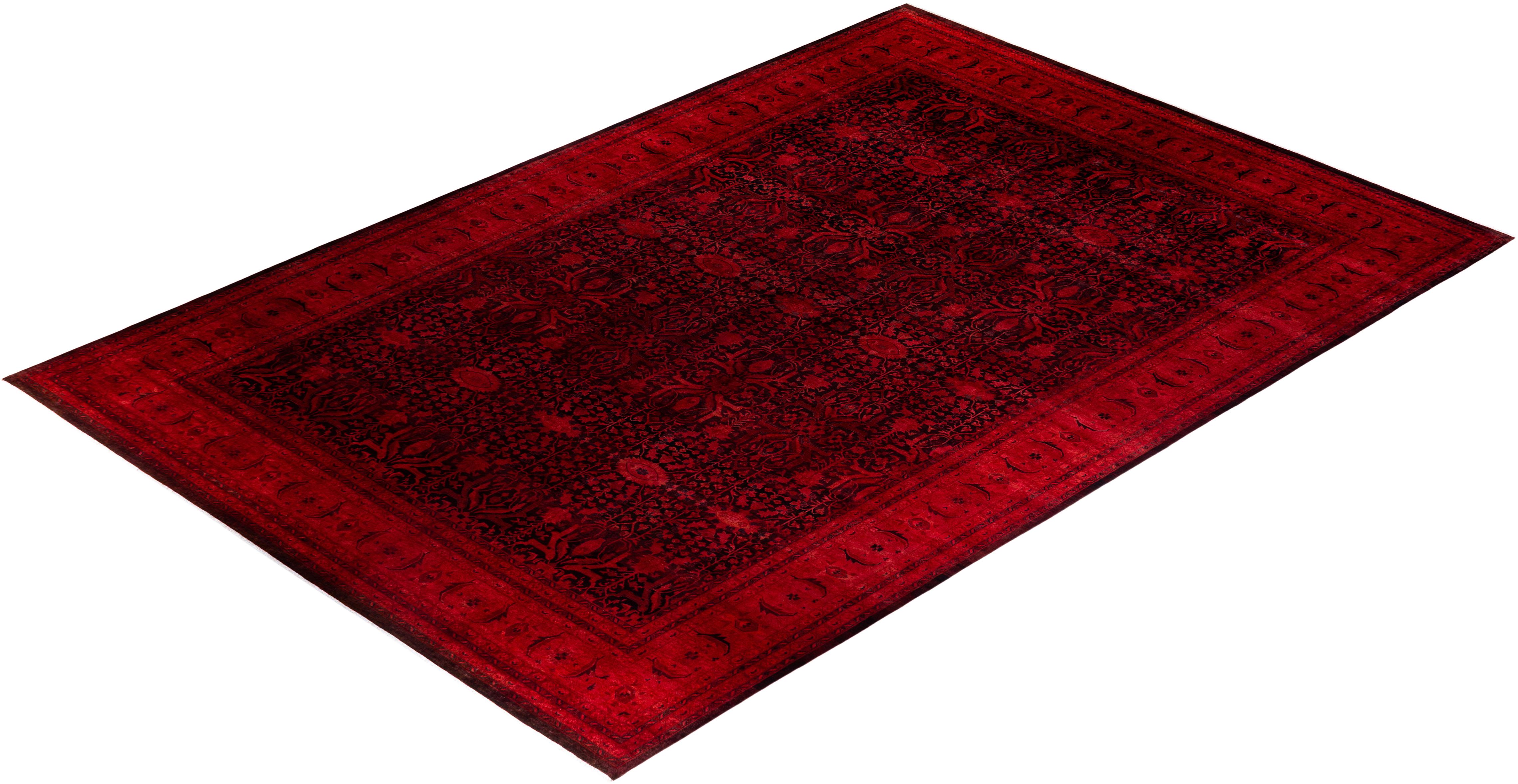 Tapis Contemporary en laine surteinte nouée à la main Orange en vente 2