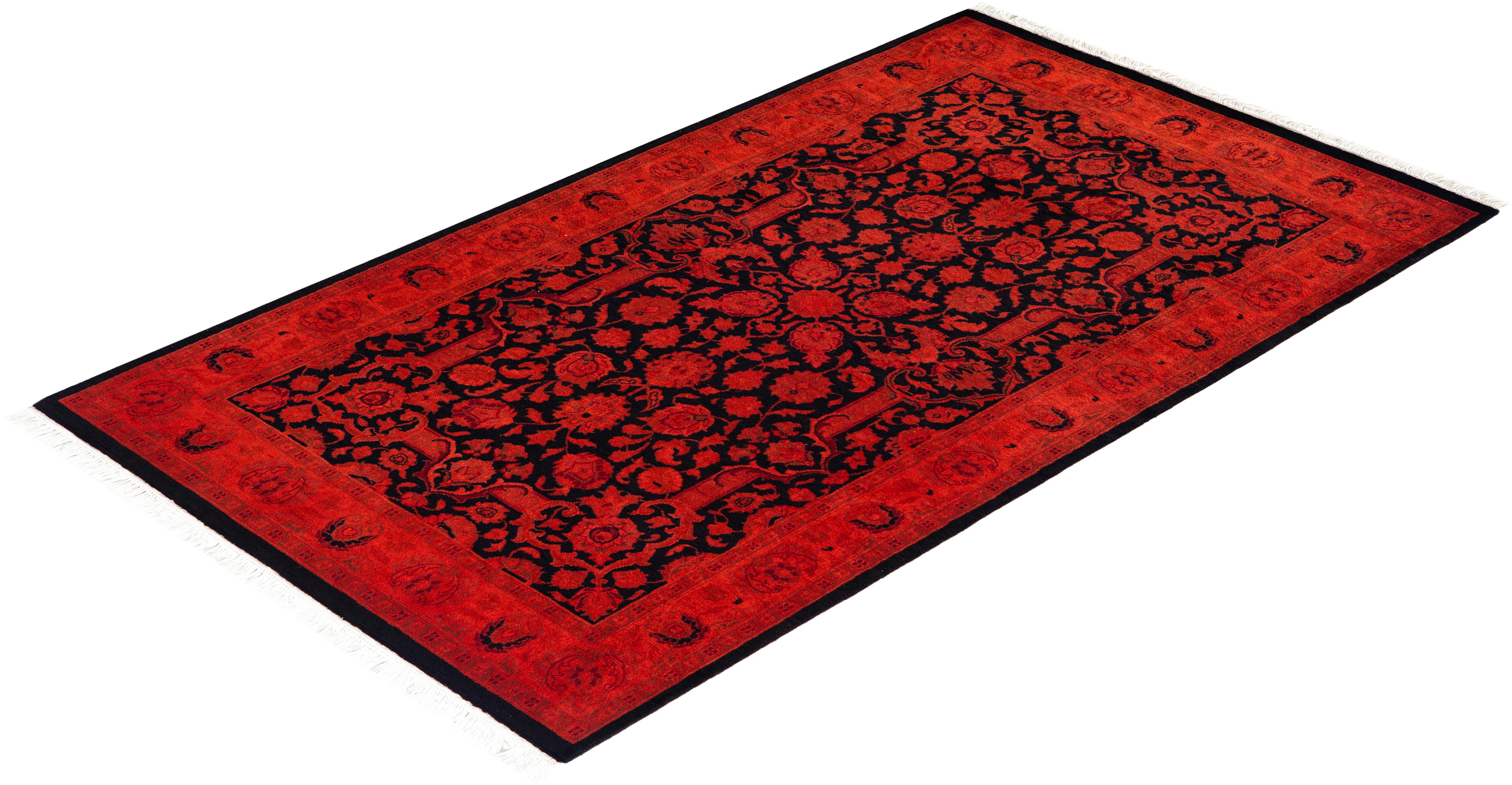 Alfombra anaranjada de lana teñida a mano contemporánea en venta 2