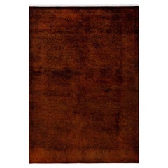 Tappeto contemporaneo in lana sovratinta annodata a mano di colore arancione