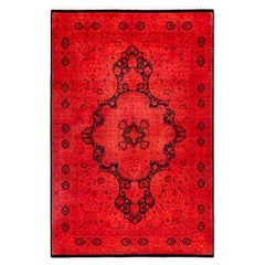 Tapis Contemporary en laine surteinte nouée à la main Orange